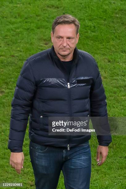 Director of sport Horst Heldt Looks on after the Bundesliga match between VfB Stuttgart and 1. FC Koeln at Mercedes-Benz Arena on October 23, 2020 in...