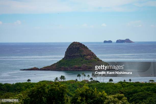 Mokolii island, also known as Chinamans Hat, off of Kualoa Regional Park, on Saturday, Oct. 17, 2020 in Kaneohe, HI. Amid the ongoing Coronavirus...
