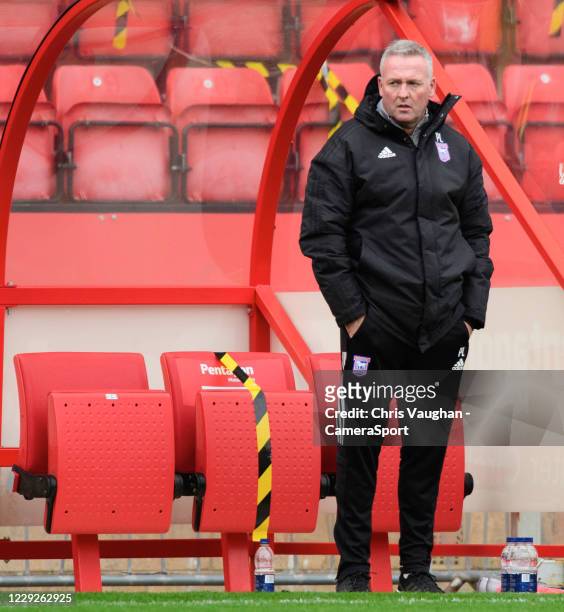 Ipswich Town manager Paul Lambert during the Sky Bet League One match between Lincoln City and Ipswich Town at LNER Stadium on October 24, 2020 in...