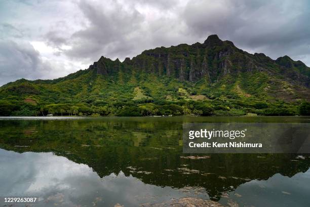 View of the Koolau Mountain Range from the Moli'i Fish Pond on Saturday, Oct. 17, 2020 in Kaneohe, HI. Amid the ongoing Coronavirus pandemic, the...