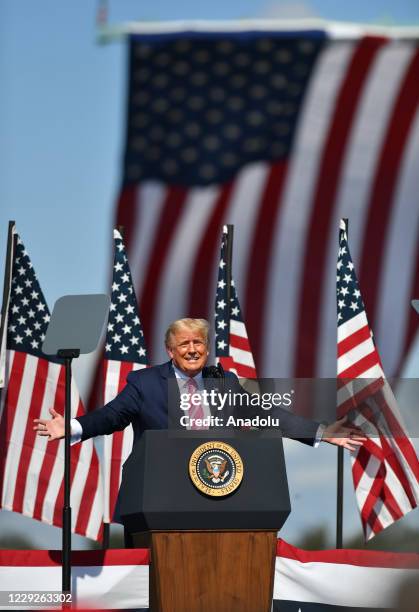 President Donald J. Trump hosts a Make America Great event on fighting for the forgotten men and women and the Lumbee tribe in Lumberton, NC United...