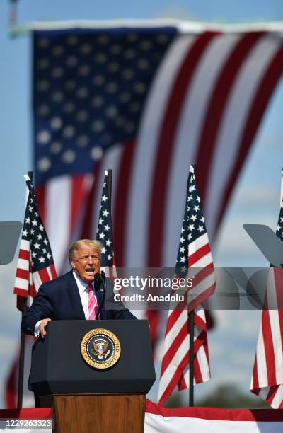 President Donald J. Trump hosts a Make America Great event on fighting for the forgotten men and women and the Lumbee tribe in Lumberton, NC United...