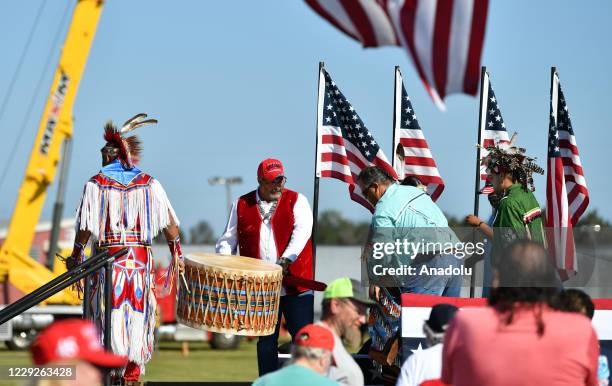 People attend President Donald J. Trump's Make America Great event on fighting for the forgotten men and women and the Lumbee tribe in Lumberton, NC...