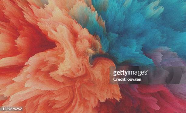 colored powder explosion abstract background - color image stockfoto's en -beelden
