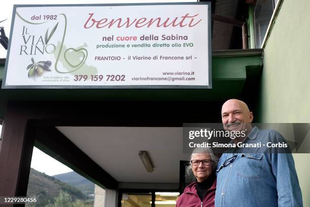 Franco and Maria Teresa, owners of the mill "il Viarino"in Mompeo, the heart of Sabina, famous for the production of olive oil on October 25, 2020 in...