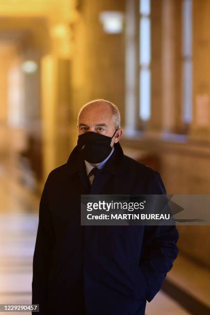 French telecom group Orange CEO Stephane Richard arrives at the "Palais de Justice" courthouse in Paris on October 26 for his and five other...