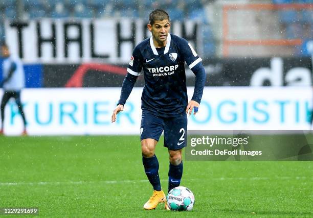 Christian Gamboa of VfL Bochum controls the ball during the Second Bundesliga match between VfL Bochum 1848 and FC Erzgebirge Aue at Vonovia...