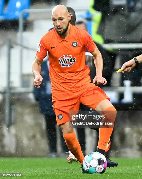 Philipp Riese of Erzgebirge Aue controls the ball during the Second Bundesliga match between VfL Bochum 1848 and FC Erzgebirge Aue at Vonovia...