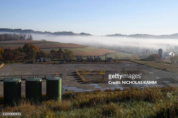 View of the Lusk fracking facility in Scenery Hill, Pennsylvania, on October 22, 2020. - There are many complexities around the debate over fracking...