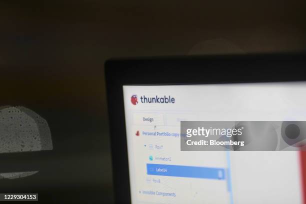 Young student attends an online Thunkable Inc. Coding class at her home in Mumbai, India, on Saturday, Oct. 24, 2020. Online coding classes for...