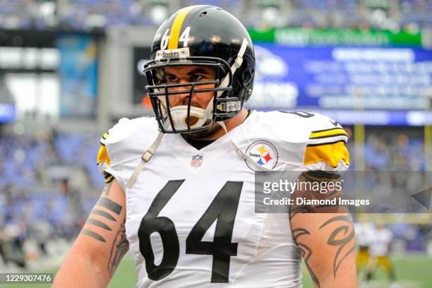 Offensive guard Doug Legursky of the Pittsburgh Steelers walks off the field prior to a game against the Baltimore Ravens at M&T Bank Stadium on...
