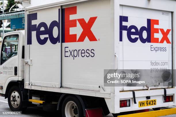 American FedEx Express delivery truck seen in Hong Kong.