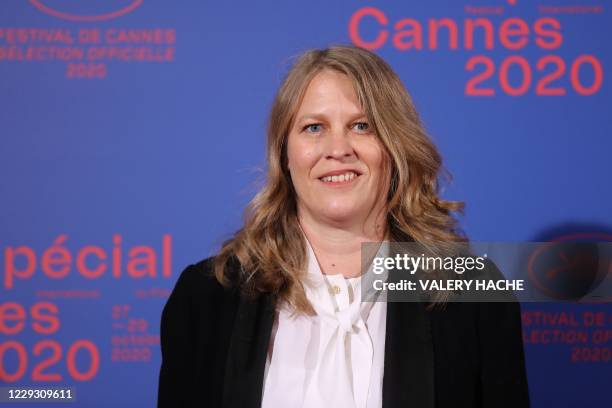 Jury member French film director and scriptwriter Claire Burger poses at the Palais des Festivals et des Congres ahead of Cannes 2020 Special, a...