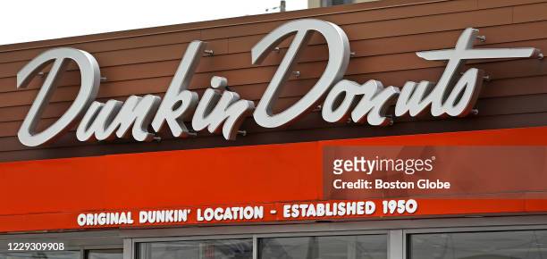 The original Dunkin' Donuts location in Quincy, MA, established 1950, is pictured on Oct. 26, 2020.