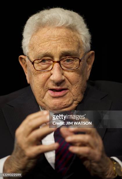 Former Secretary of State Henry Kissinger speaks during the 2011 Washington Ideas Forum at the Newseum in Washington, DC, October 6, 2011. AFP...