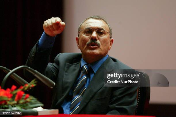 Former Yemen President Ali Abdullah Saleh held on special lecture at Seoul National University in Seoul, South Korea on April 26, 2005. Lecture about...