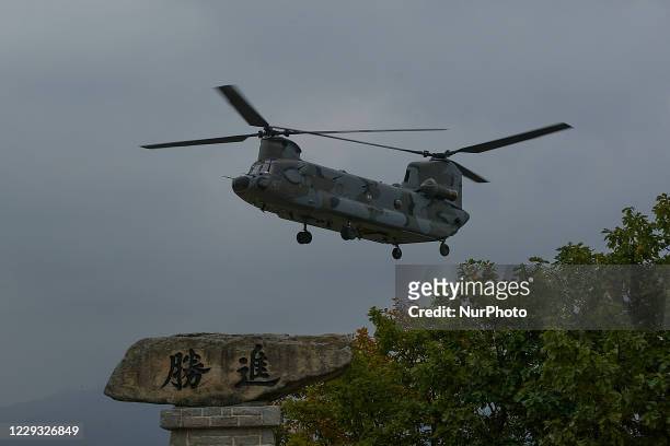 South Korean Army, Armored Force, Army Aviation take part in an Consolidated field tactical drill near North Western DMZ in Pocheon, South Korea on...