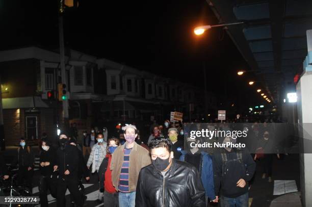 Protesters march from Malcolm X Park to Clark Park with some splitting off to march to other parts of Philadelphia, PA on October 27, 2020.Protests...