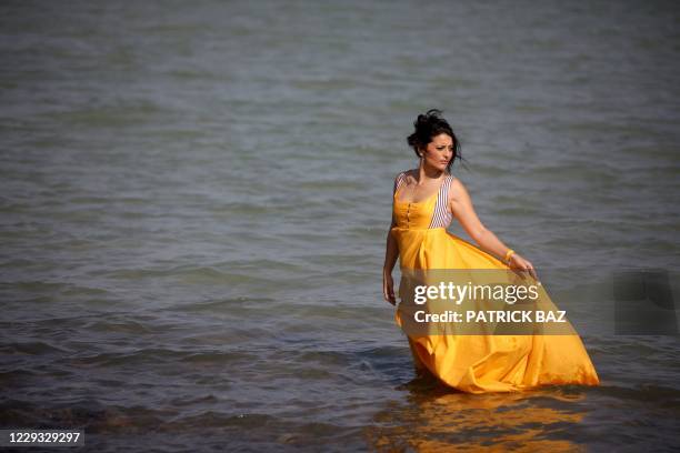 Tunisian film maker Anisa Daoud poses for a photo shoot during the 4th edition of the El Gouna Film Festival in the Red Sea southern resort of El...