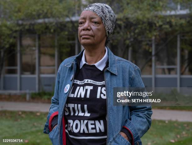 Activist Claire McClinton stands for a portrait outside of City Hall in Flint, Michigan, October 20,2020. - Authorities say Flint's water meets...