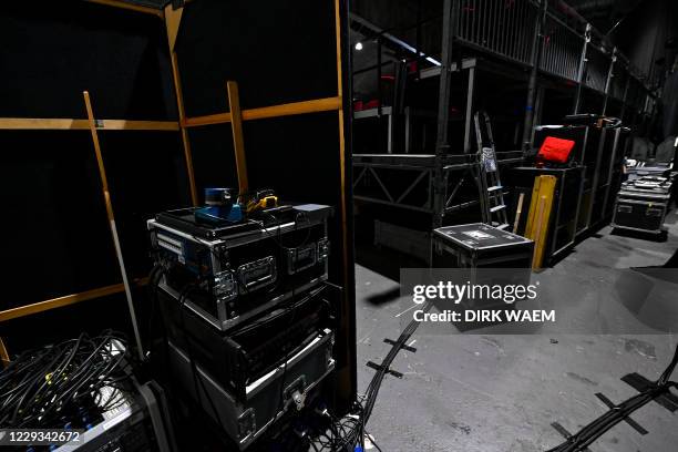 Illustration picture shows the empty theater hall of theater company Toneelhuis, at Waagnatie in Antwerp, after Tonight's performance 'Wachten op...