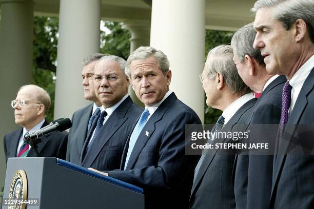 President George W. Bush calls for the creation of a national counter-terrorism center that would serve as a "knowledge bank" for information about...