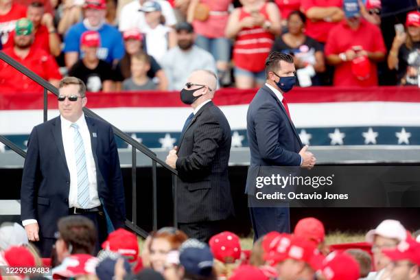 Secret Service is seen during President Donald Trump campaign speech just four days before Election Day outside of Raymond James Stadium on October...