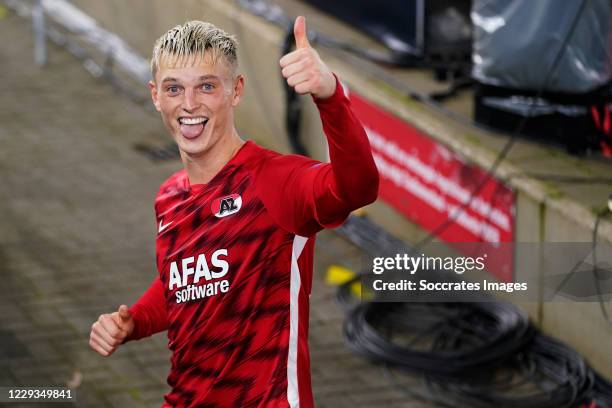 Albert Gudmundsson of AZ Alkmaar celebrates the victory during the UEFA Europa League match between AZ Alkmaar v Rijeka at the AFAS Stadium on...