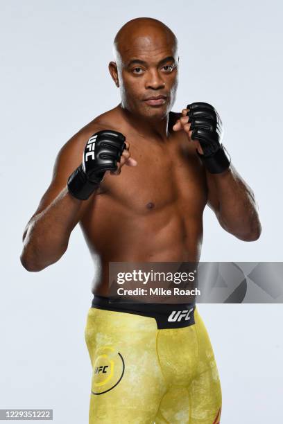 Anderson Silva poses for a portrait during a UFC photo session on October 30, 2020 in Las Vegas, Nevada.