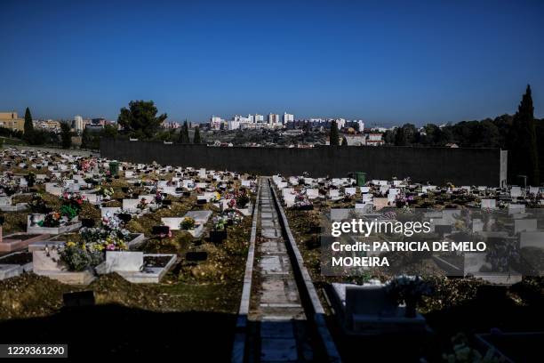 General view shows the Alto de Sao Joao cemetery in Lisbon on October 30, 2020 on the eve of All Saints' Day amid the coronavirus pandemic.