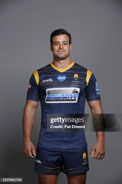 Francois Venter poses for a portrait during the Worcester Warriors squad photo call for the 2020-21 Gallagher Premiership Rugby season on on October...