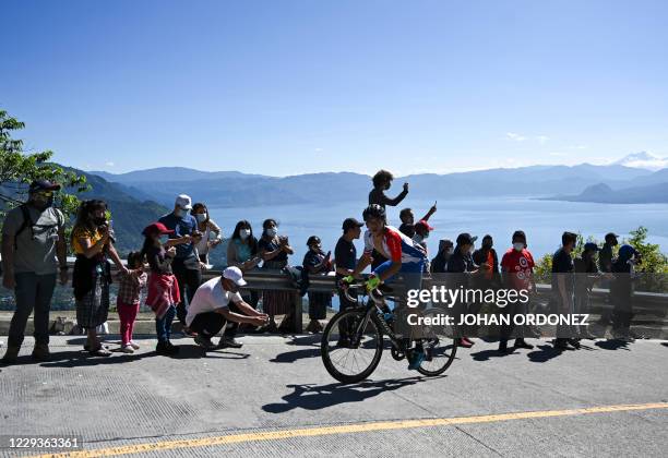 Panamanian Franklin Archibold competes during the stage 8 of the Vuelta a Guatemala cycling race in San Pablo La Laguna, 165 km west of Guatemala...