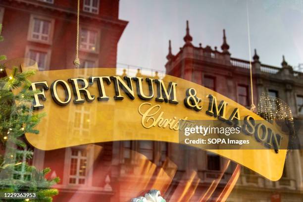 The Fortnum & Mason sign in Londons Piccadilly as it gears up for Christmas.