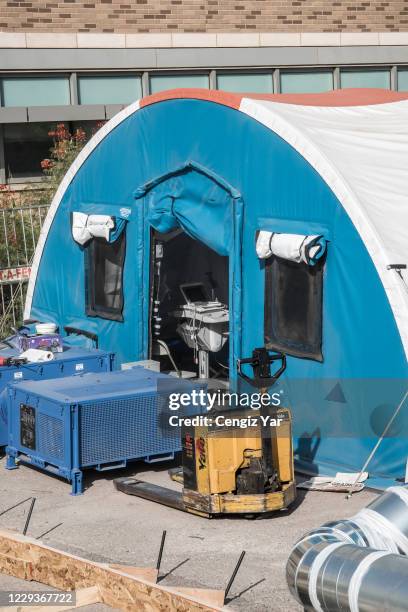 Tent for overflow patients at University Medical Center on October 30, 2020 in El Paso, Texas. As coronavirus cases surge in El Paso, overwhelmed...