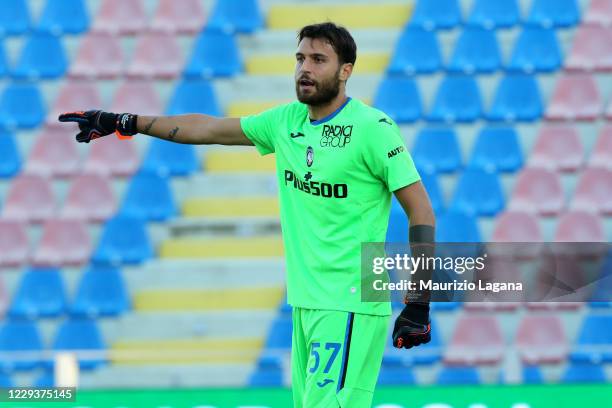 Marco Sportiello of Atalanta during the Serie A match between FC Crotone and Atalanta BC at Stadio Comunale Ezio Scida on October 31, 2020 in...