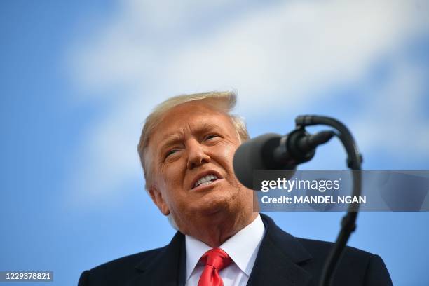 President Donald Trump speaks at a "Make America Great Again" rally in Newtown, Pennsylvania, on October 31, 2020.