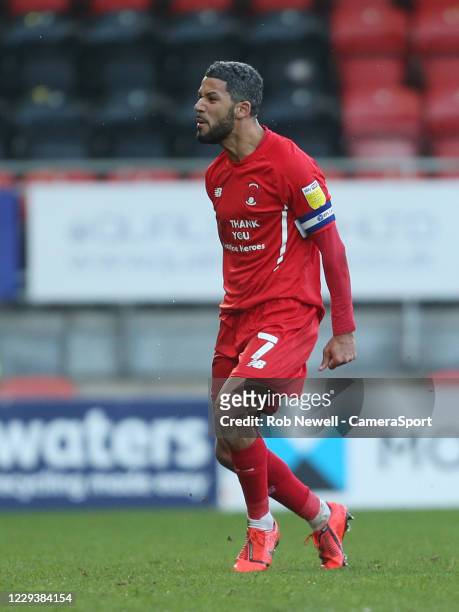 Leyton Orient's Jobi McAnuff celebrates scoring his side's second goal during the Sky Bet League Two match between Leyton Orient and Bolton Wanderers...