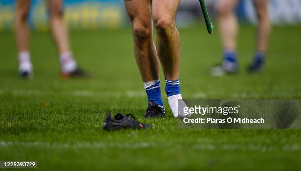 Tipperary , Ireland - 31 October 2020; Jack Prendergast of Waterford makes his way to his lost boot during the Munster GAA Hurling Senior...