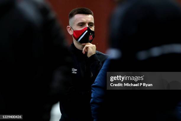 November 2020; Darragh Leahy of Dundalk ahead of the SSE Airtricity League Premier Division match between St. Patrick's Athletic and Dundalk at...