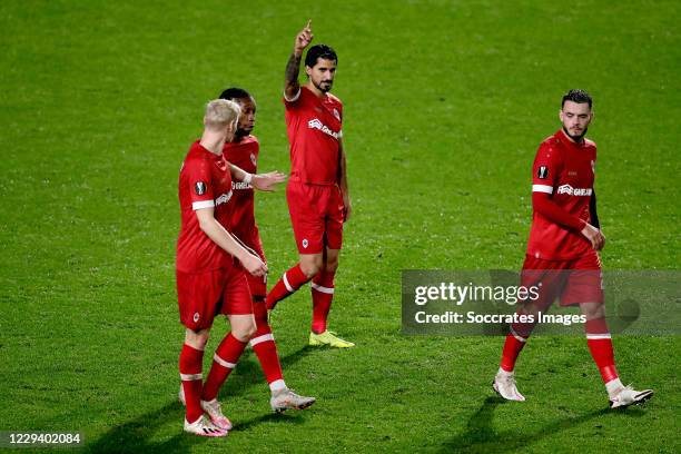 Lior Refaelov of Royal Antwerp FC celebrates 1-0 during the UEFA Europa League match between Royal Antwerp v Tottenham Hotspur at the Bosuil Stadium...