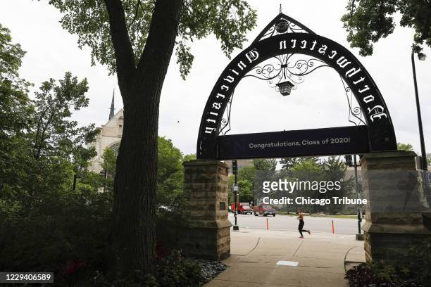 Weber Arch at Northwestern University campus in Evanston, Illinois on Tuesday, July 21, 2020.