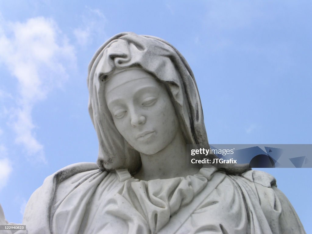 Statue of Virgin Mary with Blue Sky/Pieta Replica