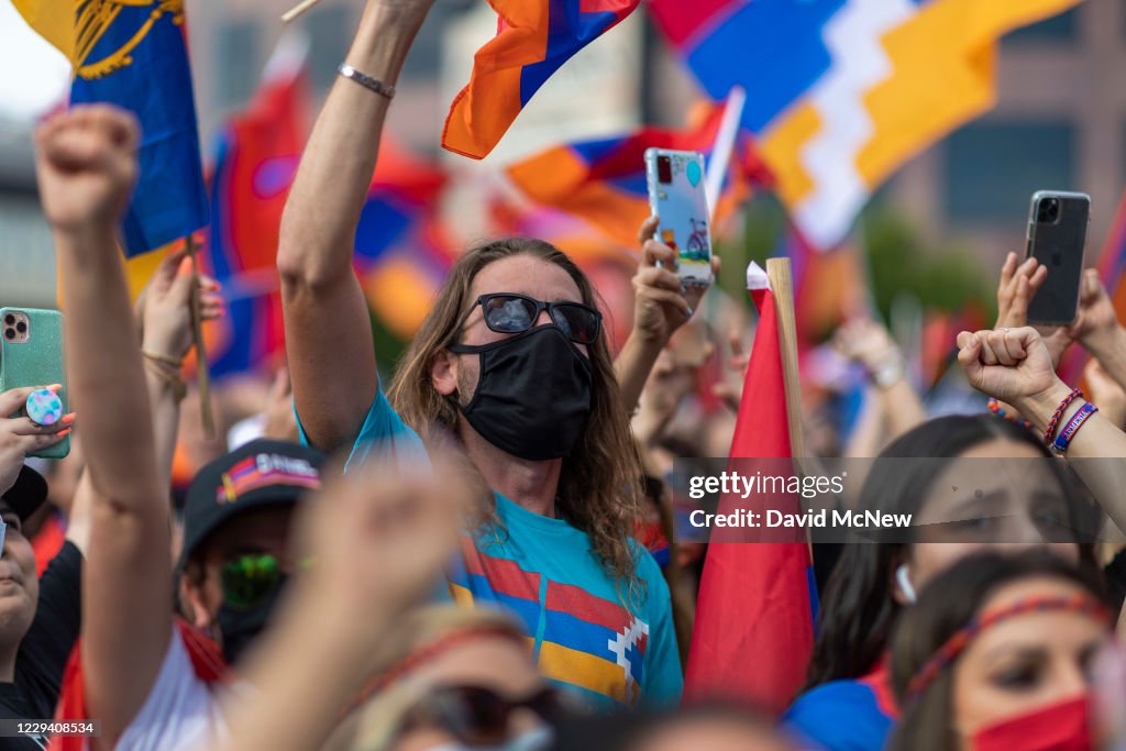 Armenians Protest In Los Angeles As War Rages In Home Country