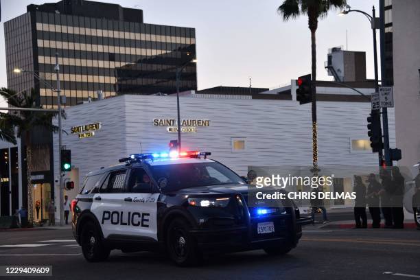Beverly Hills police officers patrol in their car on November 1, 2020 in Beverly Hills.