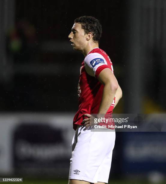 November 2020; Jordan Gibson of St Patrick's Athletic during the SSE Airtricity League Premier Division match between St. Patrick's Athletic and...