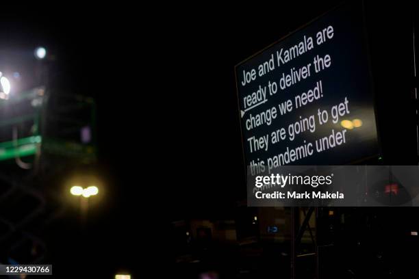 Teleprompter displays a portion of the speech as Douglas Emhoff, husband to Democratic vice presidential nominee Sen. Kamala Harris speaks during a...