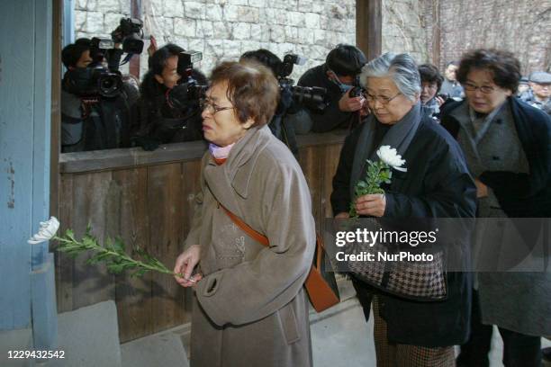 Victims family visit excution building after offer flowers at Seodaemun Prison in Seoul, South Korea on December 17, 2005.