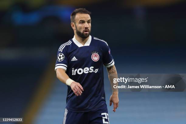 Mathieu Valbuena of Olympiacos during the UEFA Champions League Group C stage match between Manchester City and Olympiacos FC at Etihad Stadium on...