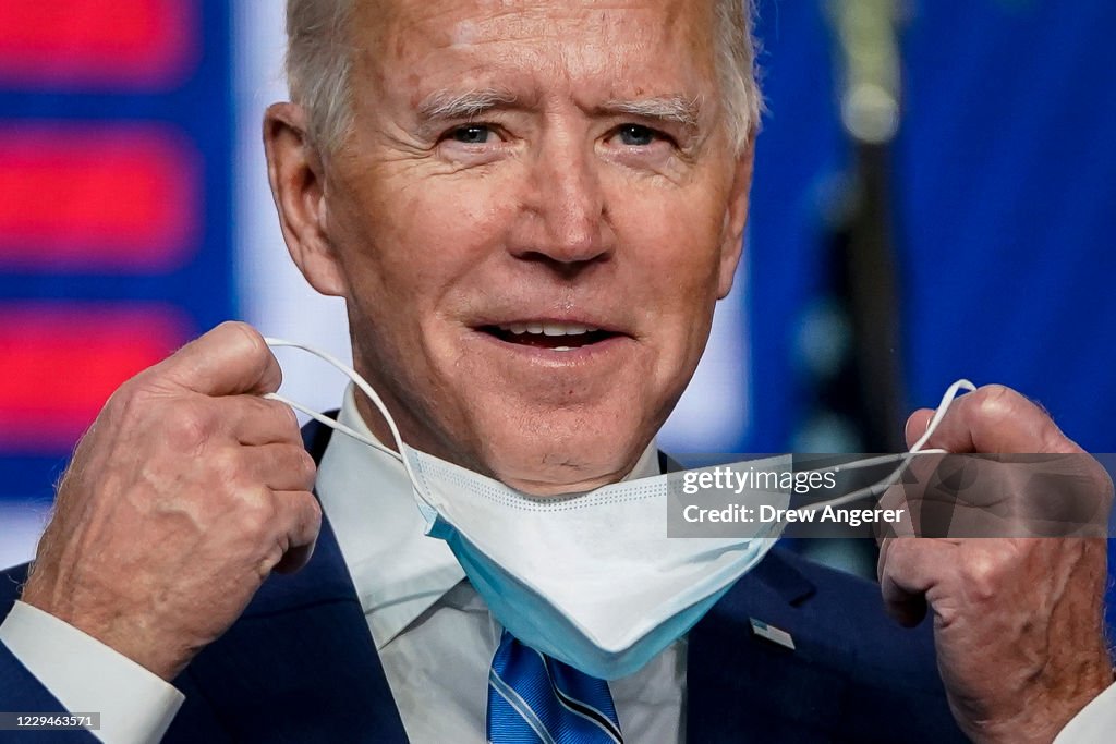 Democratic Presidential Nominee Joe Biden Speaks To The Press Day After Election Day, As Results Still Await