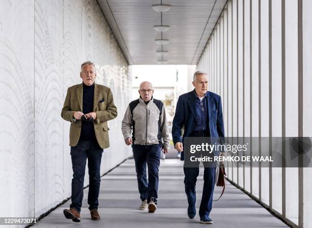 Next of kin Piet Ploeg and Anton Kotte arrive for the lawsuit about the downing of flight MH17, at the Justitieel Complex Schiphol, in Badhoevedorp,...